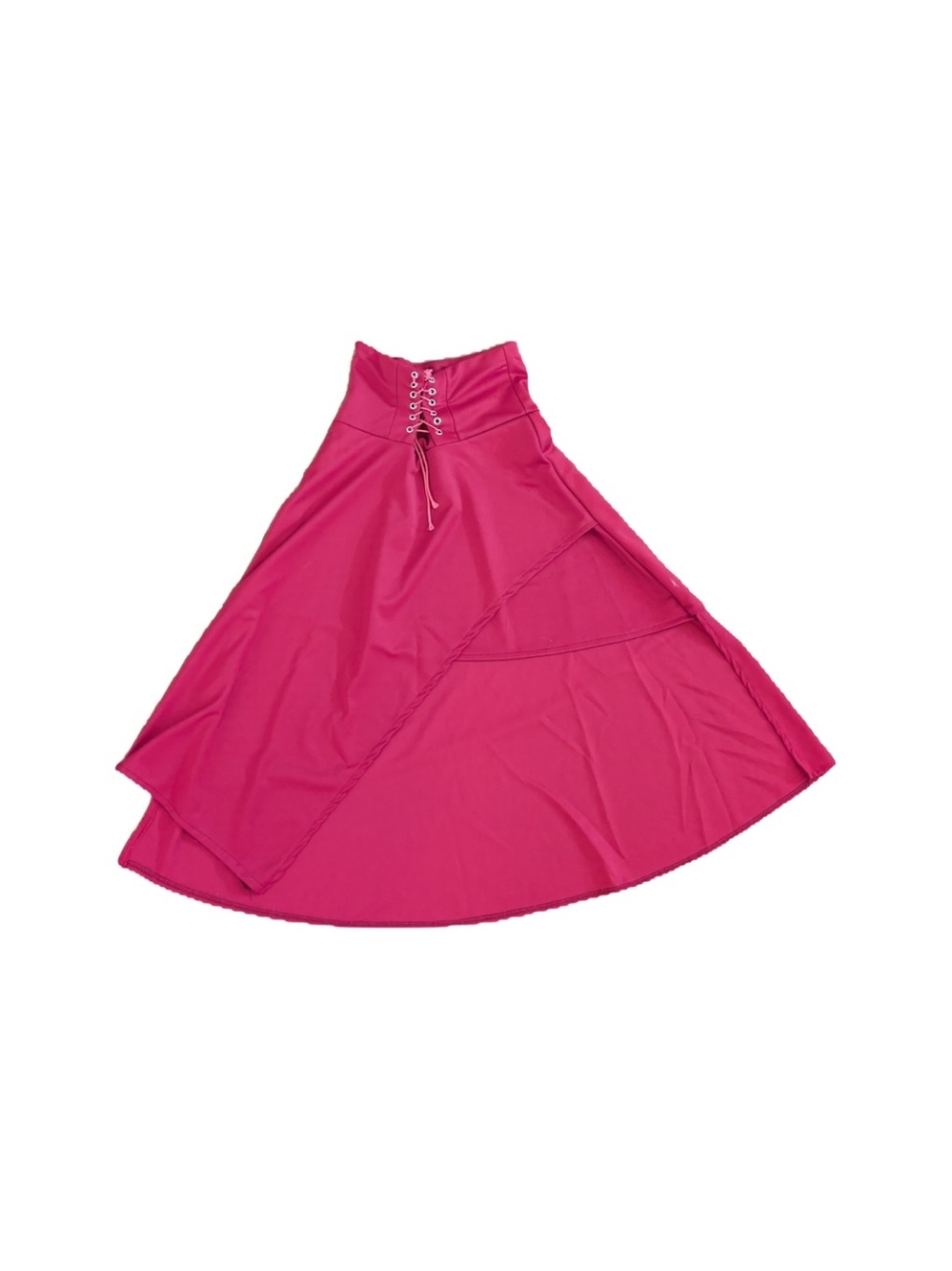 High-Low Lace-Up Maxi Skirt in Maroon Red